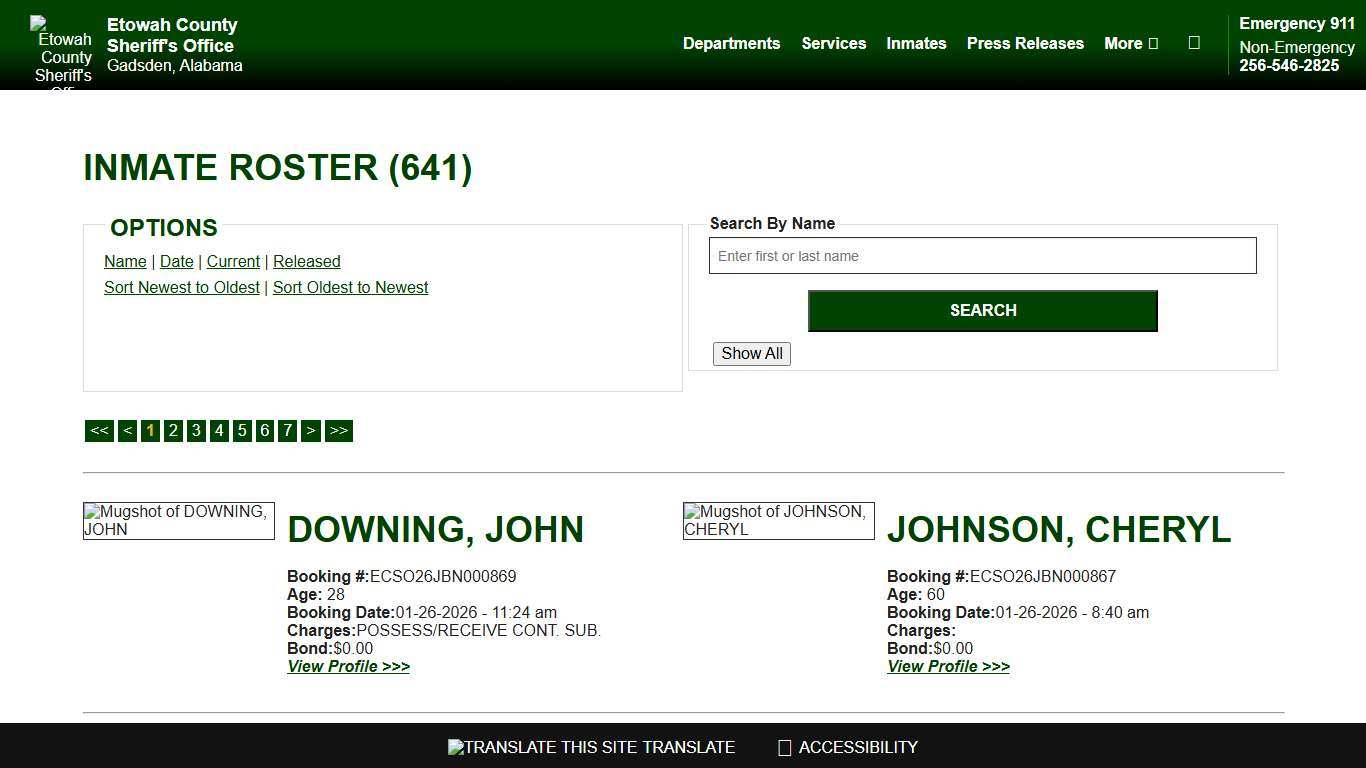 Inmate Roster - Current Inmates Booking Date Descending - Etowah County Sheriff's Office