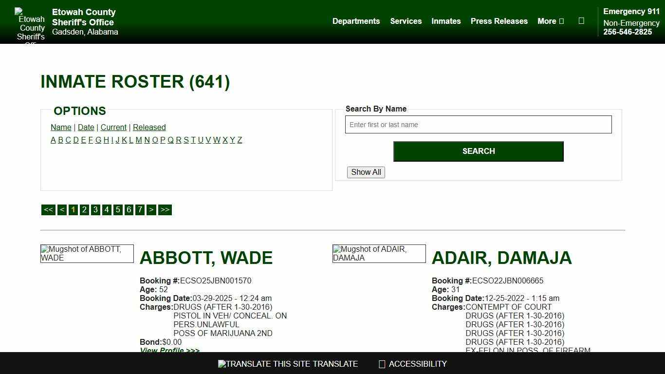 Inmate Roster - Current Inmates - Etowah County Sheriff's Office